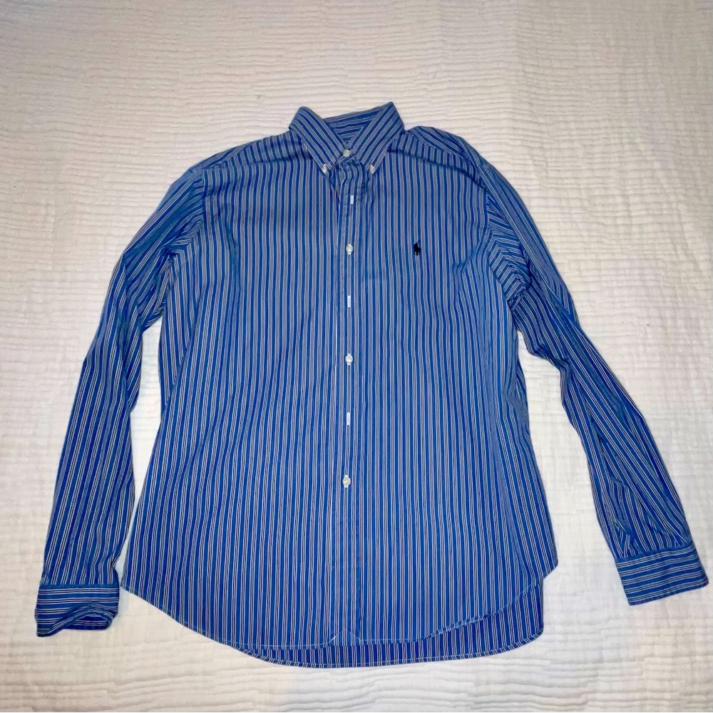 Ralph Lauren blue/white striped button-up L